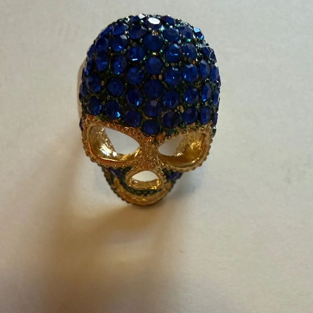Blue and Gold Skull Ring - Picture 7 of 8